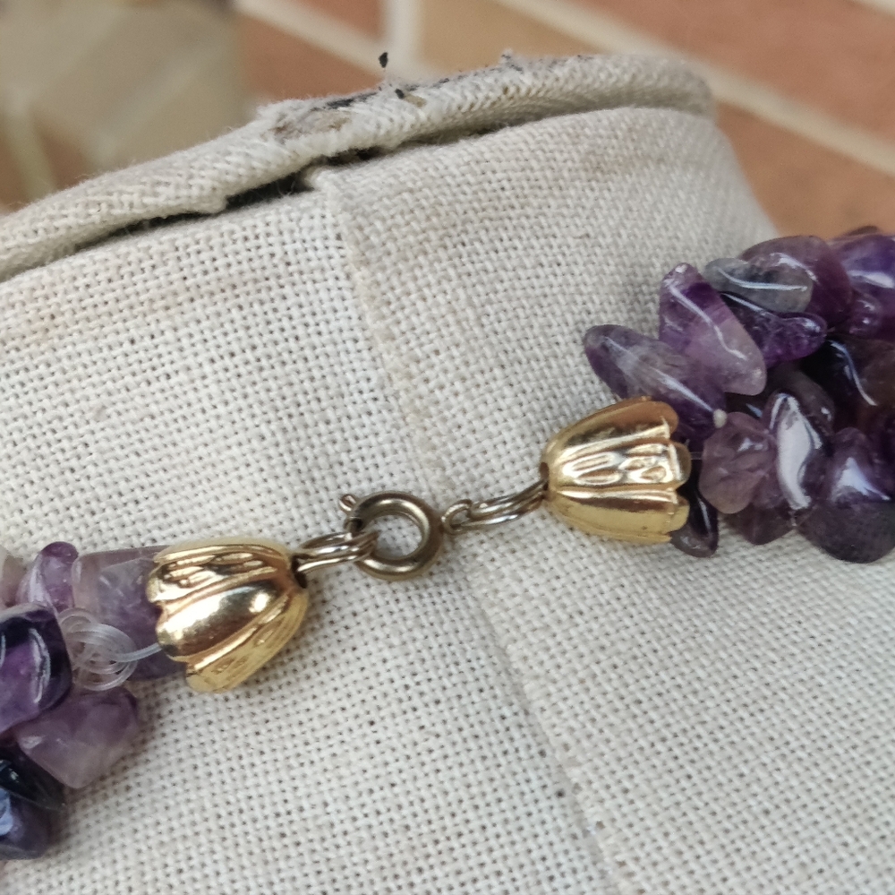 Vintage Heavy Long Amethyst Necklace - Picture 4 of 6